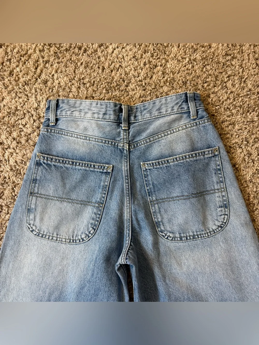 Bershka High Waisted Wide Leg Denim Jeans Y2K/2000s Baggy Size 00 Waist